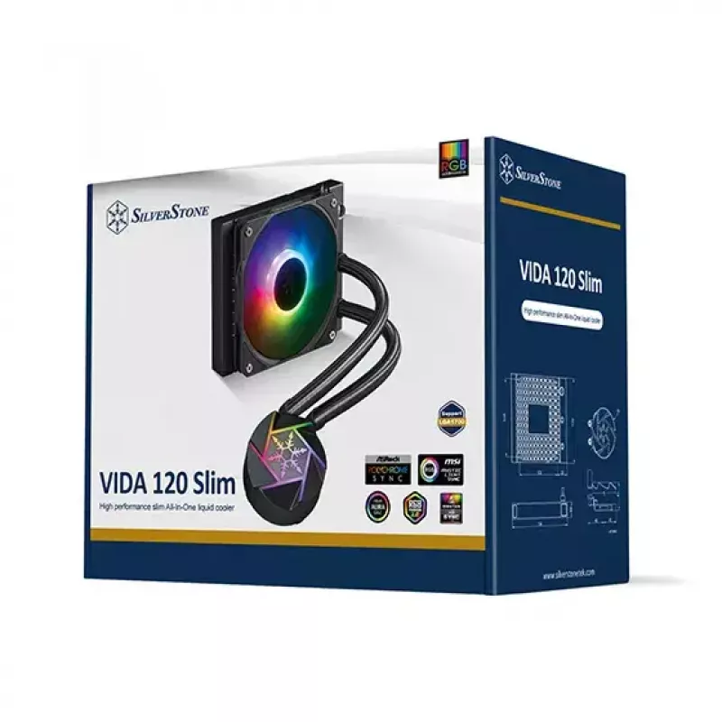 Liquid cooling kit Silverstone VIDA 120 SLIM 12 cm Black 300-1800 RPM