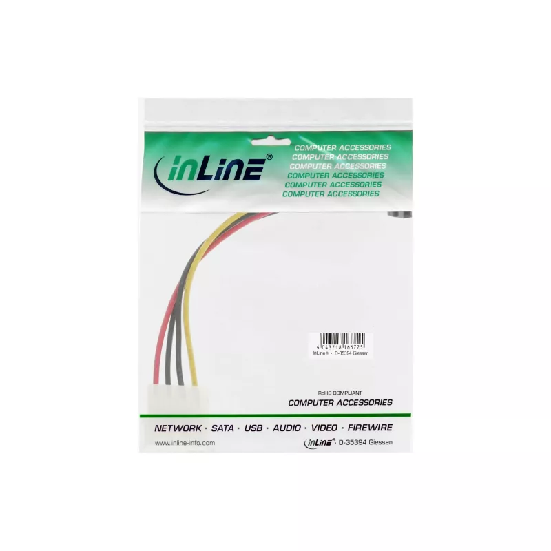 InLine SATA Power Adapter Cable 1x 4pin female / 15pin SATA angled upwards 29670X