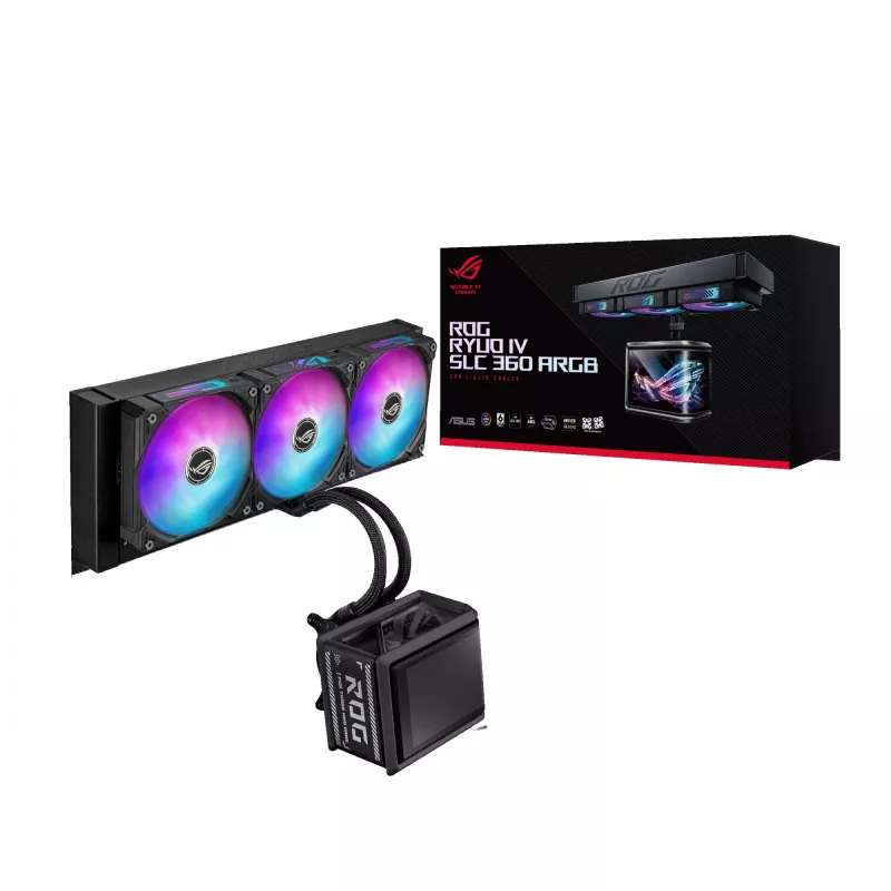 All-in-one liquid cooler ASUS ROG Ryuo IV SLC 360 ARGB — 120 mm fans, 360 mm radiator, black