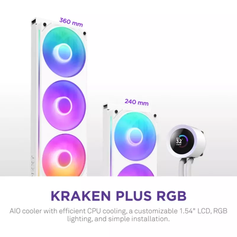 All-in-one liquid cooler NZXT Kraken Plus 360 RGB White 500-2400 RPM