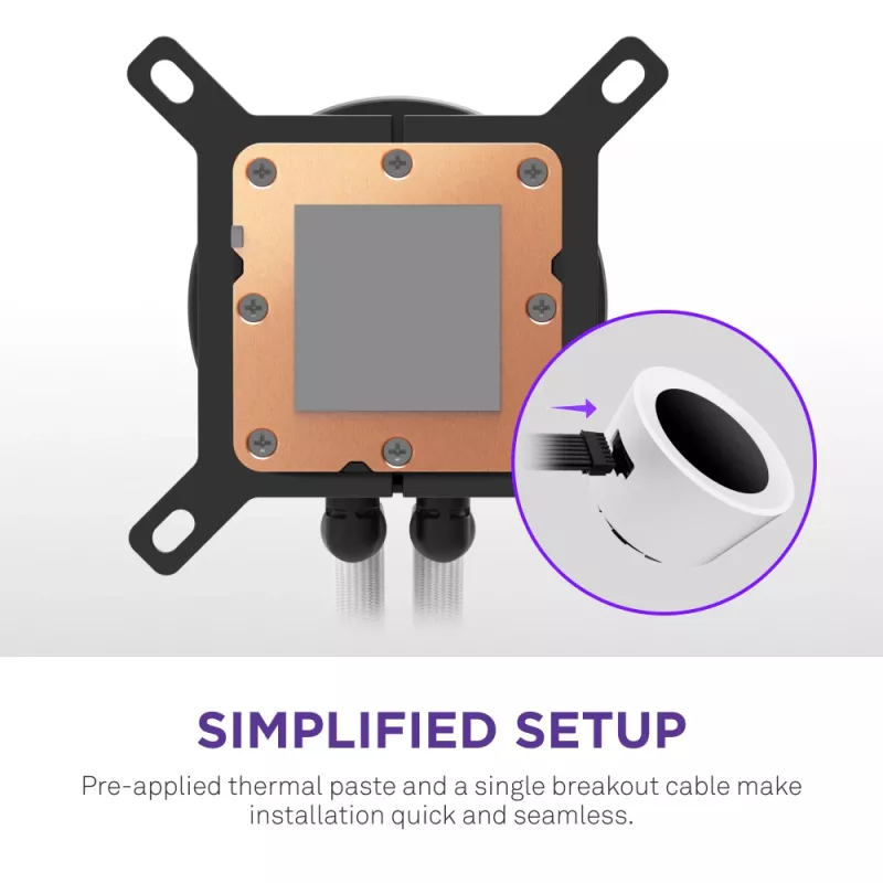 All-in-one liquid CPU cooler NZXT Kraken Plus RGB 240 — 120 mm fans, FDB bearing, white