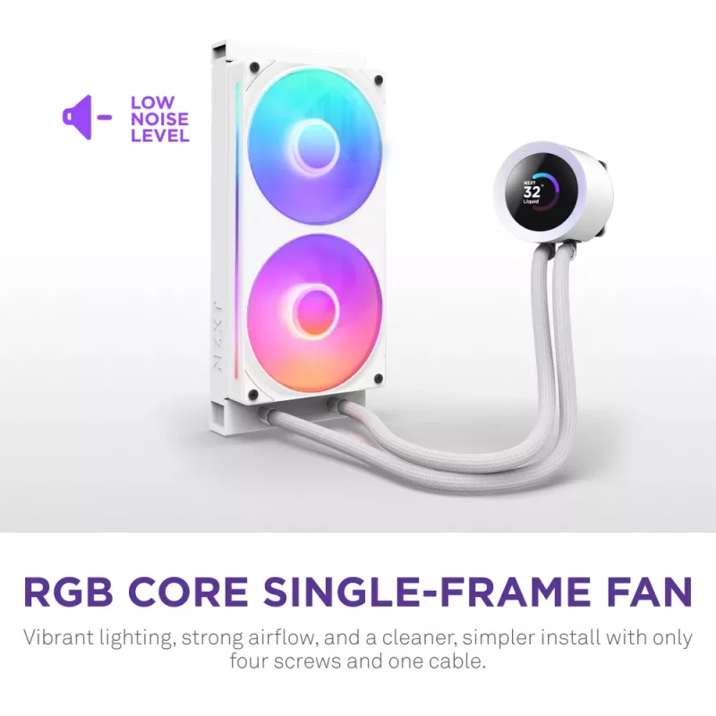 All-in-one liquid CPU cooler NZXT Kraken Plus RGB 240 — 120 mm fans, FDB bearing, white