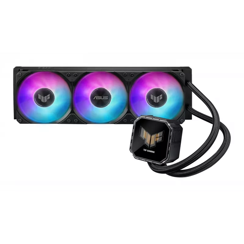 All-in-one liquid cooler ASUS TUF Gaming LC III 360 ARGB LCD — 360 mm radiator, 3x 120 mm fans, Socket AM5/AM4/LGA1700/LGA1200, Black