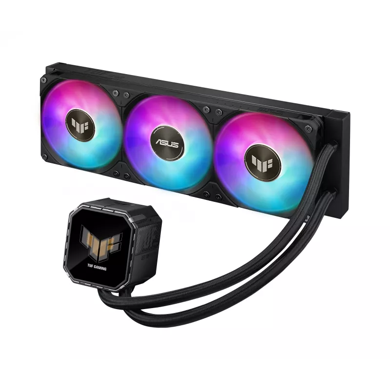 All-in-one liquid cooler ASUS TUF Gaming LC III 360 ARGB LCD — 360 mm radiator, 3x 120 mm fans, Socket AM5/AM4/LGA1700/LGA1200, Black