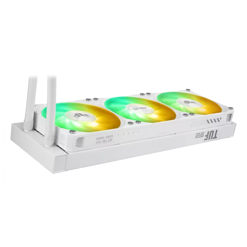 All-in-one liquid cooler ASUS TUF Gaming LC III 360 ARGB LCD White Edition — 360 mm radiator, 3×120 mm PWM fans, LCD display, White