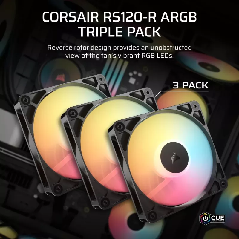 Cooling fan CORSAIR RS120-R ARGB 120mm 3-pack, 120 mm, ARGB lighting, 3 fans