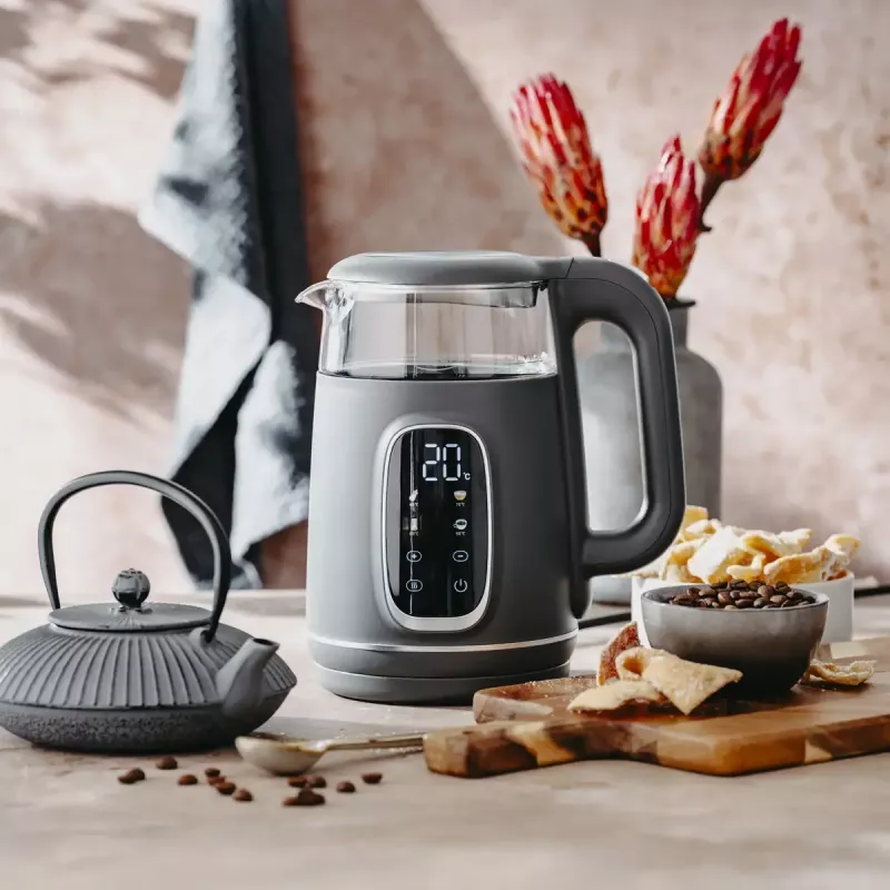 Electric kettle Adler AD 1305 G — 1.7 L, 2200 W, adjustable thermostat, LED display, grey