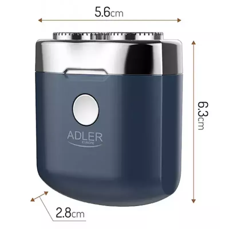 Rotation shaver Adler AD 2937, 2 rotary heads, rechargeable Li-Ion 250 mAh, washable, cordless, blue