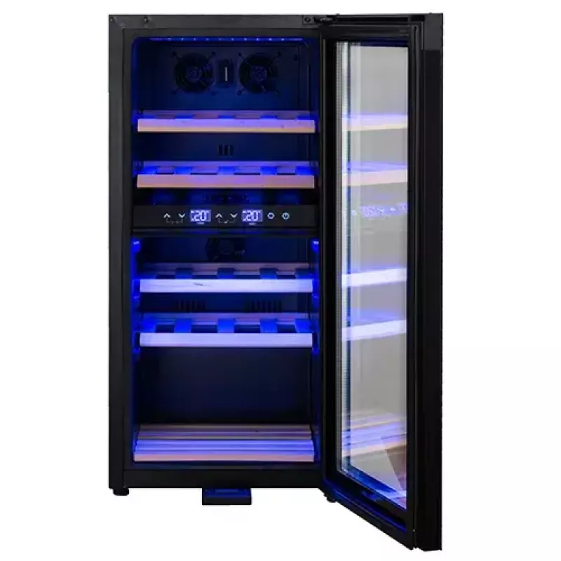 Thermoelectric wine cooler Adler AD 8080, freestanding black, 24 bottles, 2 zones, 60 L, touch control