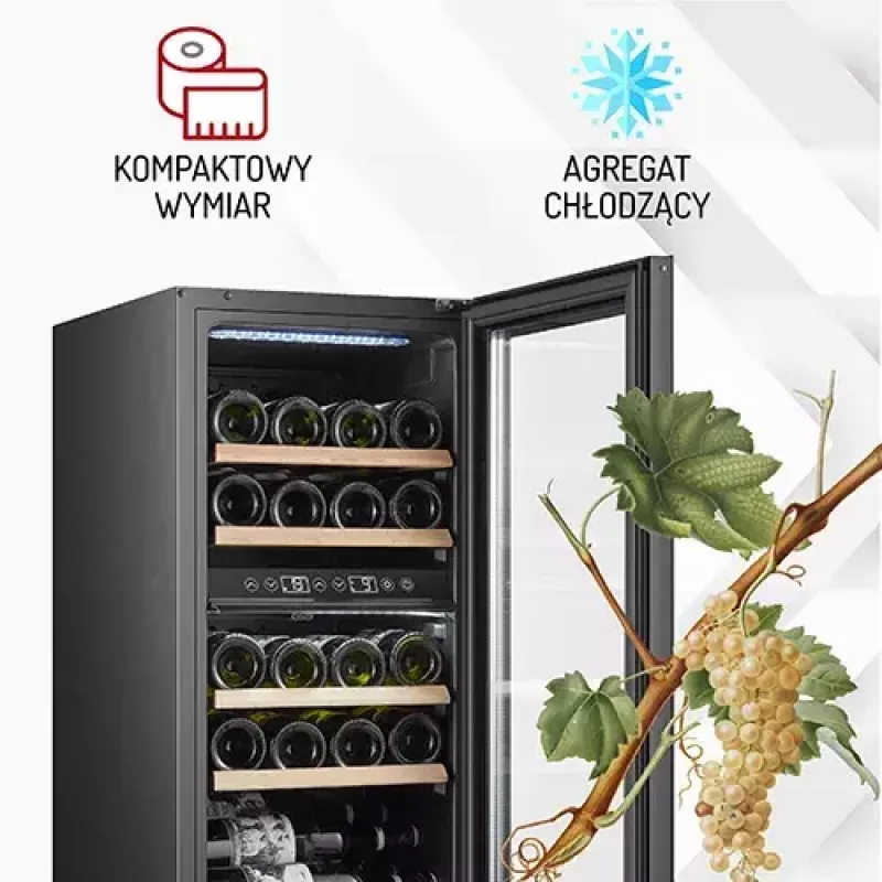Thermoelectric wine cooler Adler AD 8080, freestanding black, 24 bottles, 2 zones, 60 L, touch control