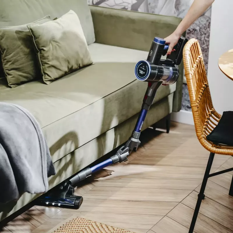 Adler AD 7061 cordless upright vacuum cleaner, allergy-friendly, black/blue