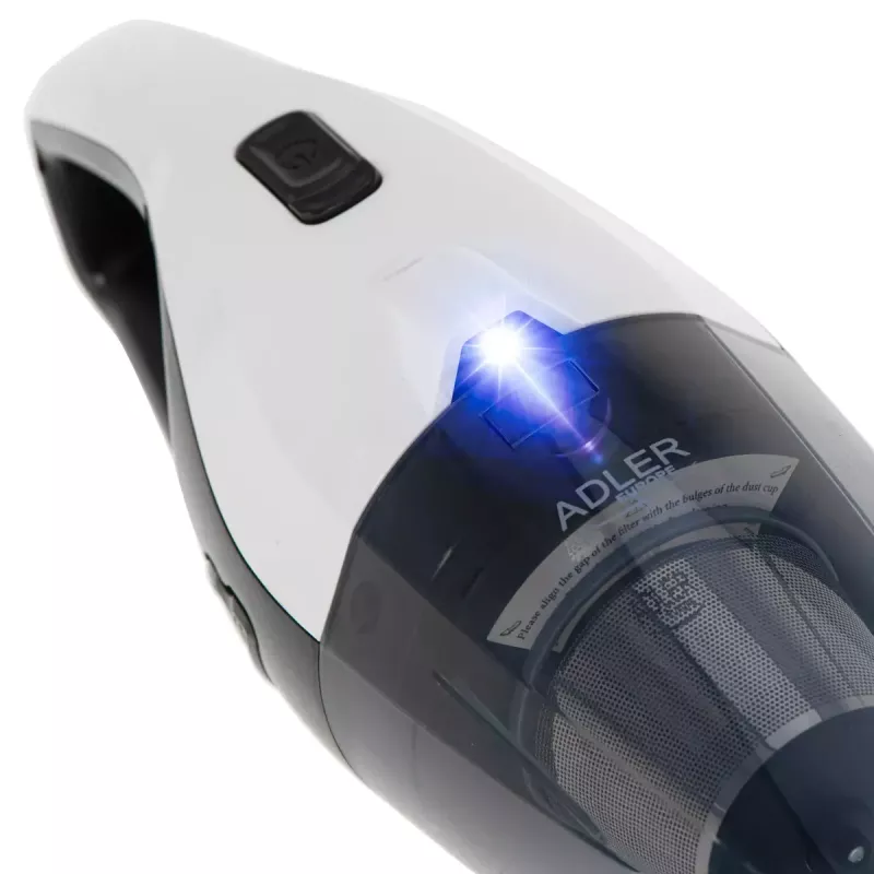 Car vacuum cleaner Adler AD 7059 — 12V, 5500 Pa suction, 3600 mAh battery, 0.45 L bagless, washable filter, 5 m cord, 610 g