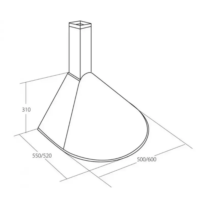 Wall-mounted cooker hood AKPO WK-5 Rondo Turbo 60 — 600 mm, 100 W motor, 207 m³/h, aluminium grease filter, stainless steel housing