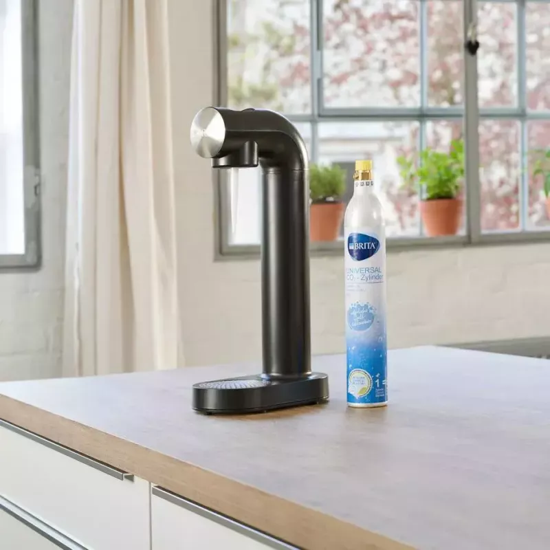 Soda maker BRITA sodaONE Black Silver — saturator, 60 L performance, BPA-free, 450×129×240 mm