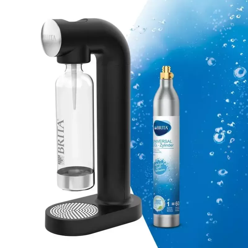 Soda maker BRITA sodaONE Black Silver — saturator, 60 L performance, BPA-free, 450×129×240 mm