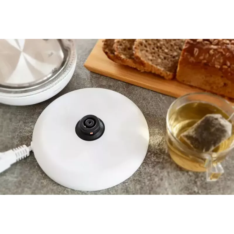 Electric kettle Eldom C510B 1.7 L 2200 W White — glass and plastic housing, button lid, cordless 360° base