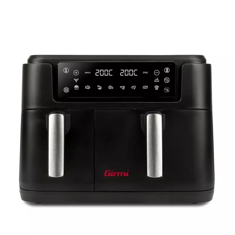 Hot air fryer Girmi FG26, double-basket countertop fryer, 9 L total (5.5 L + 3.5 L), 2400 W, 10 programs, up to 200 °C