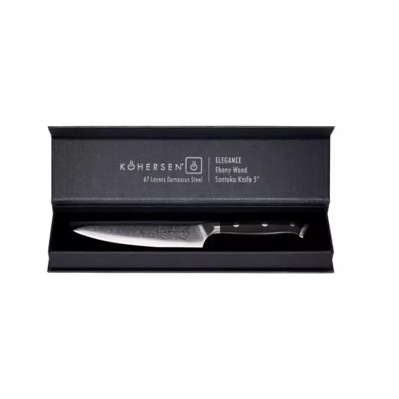 Universal knife KOHERSEN Elegance Ebony Wood, Damascus blade 12.7 cm, 243 mm overall, 127 g
