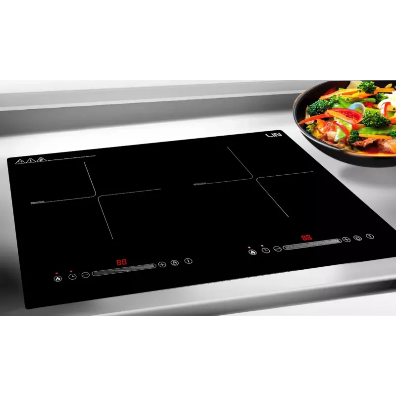 Induction hob LIN LI2H-180, built-in 2-zone, 3200 W, touch control, black glass-ceramic