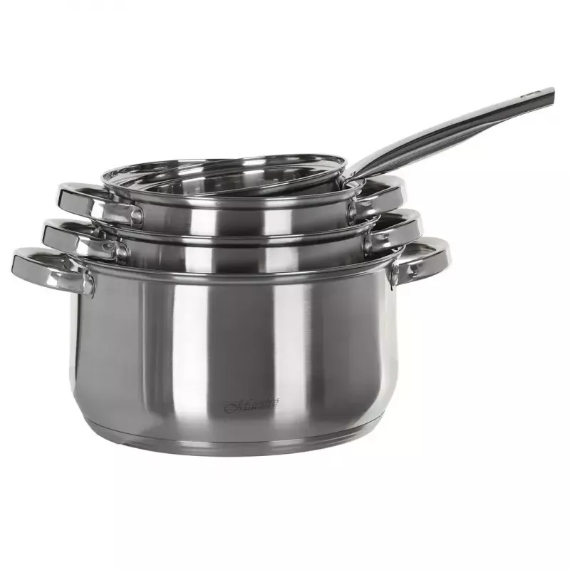 Cookware set Maestro MR-2021 — 9-piece stainless steel, induction compatible, wall thickness 0.6 mm, lids included