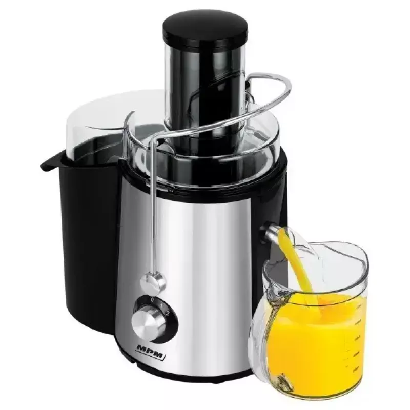 Centrifugal juicer MPM MSO-18-M, 1000 W motor, 1 L juice container, 2-step control, stainless steel, black/silver