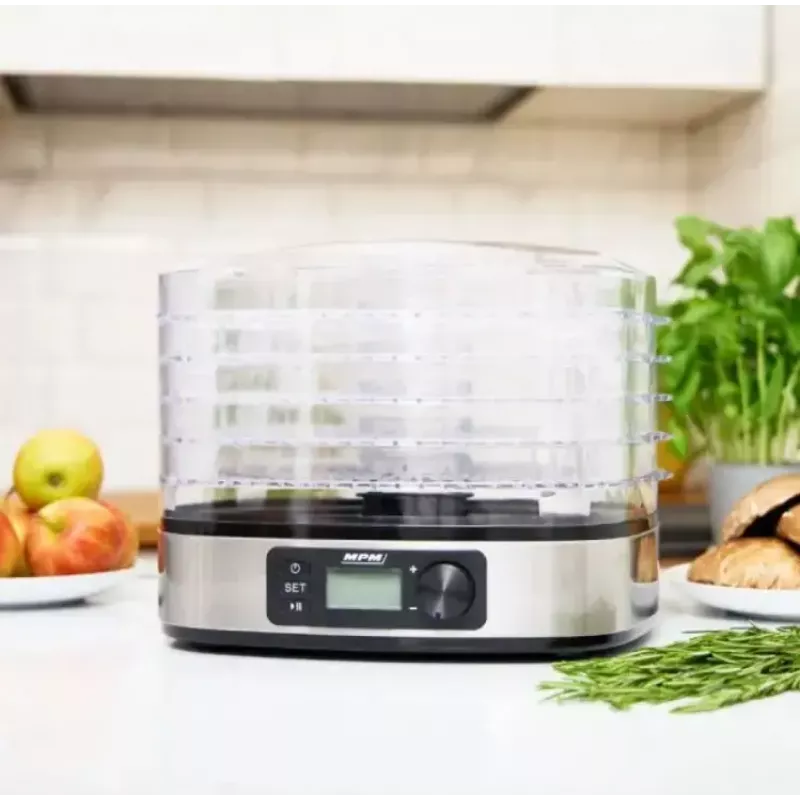 Food dryer MPM MSG-12 dehydrator, 6 trays, 380 W, 35–75 °C, 0.5–36 h timer, stainless steel housing