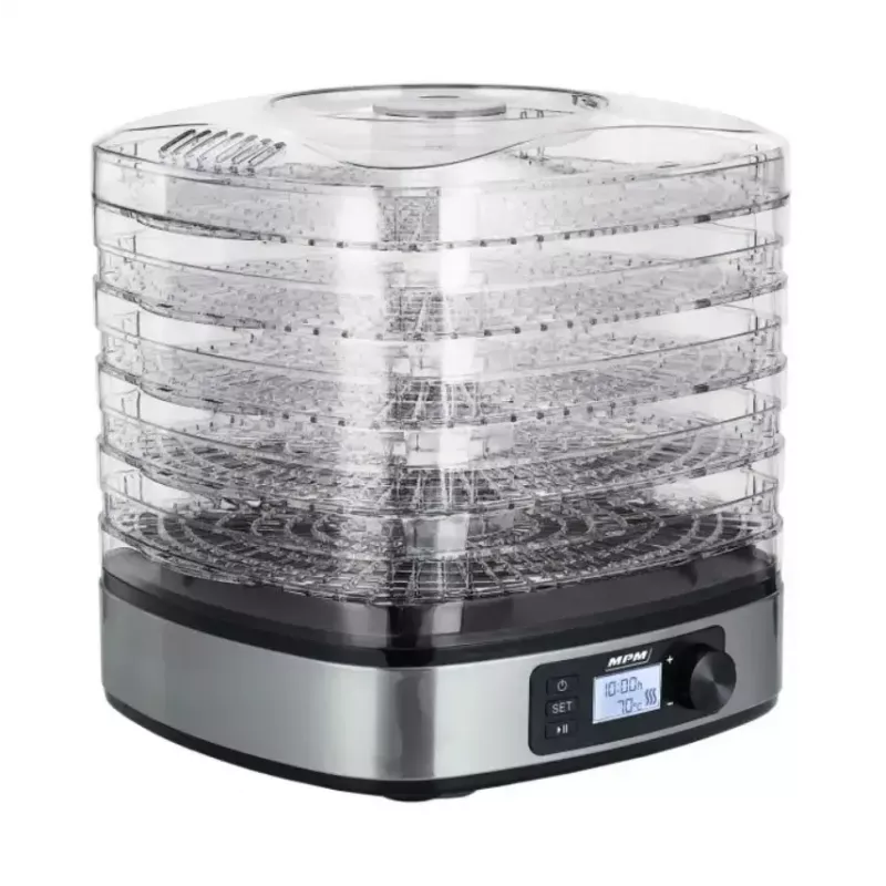 Food dryer MPM MSG-12 dehydrator, 6 trays, 380 W, 35–75 °C, 0.5–36 h timer, stainless steel housing