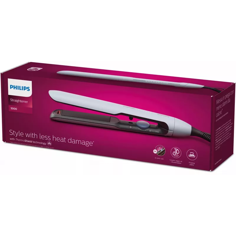 Philips 5000 series BHS520/00 Straightener, Straightening iron, Warm, 120 °C, 230 °C, 3 s, Black, White