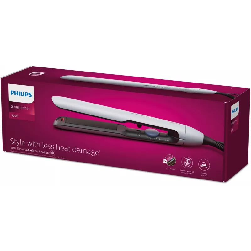 Philips 5000 series BHS520/00 Straightener, Straightening iron, Warm, 120 °C, 230 °C, 3 s, Black, White