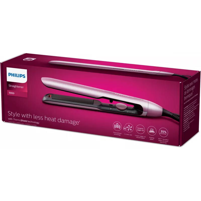 Philips 5000 series BHS530/00 hair straightener, light pink