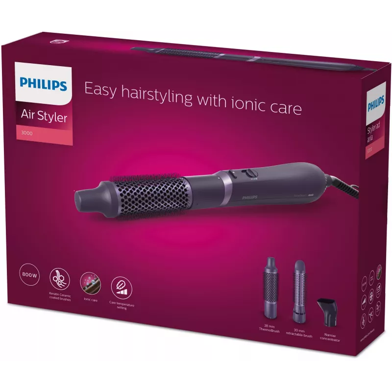 Hair styling kit Philips 3000 series BHA305/00 — 800 W, 3 heating levels, 3 attachments, purple
