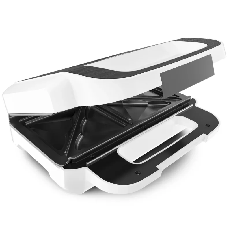 Sandwich maker Tefal SW7011 — 850 W, stainless steel and white, compact 238×276×98 mm
