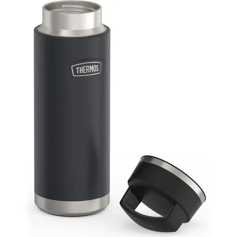 Thermos travel mug THERMOS 130101, vacuum insulated thermal bottle 710 ml, stainless steel, black