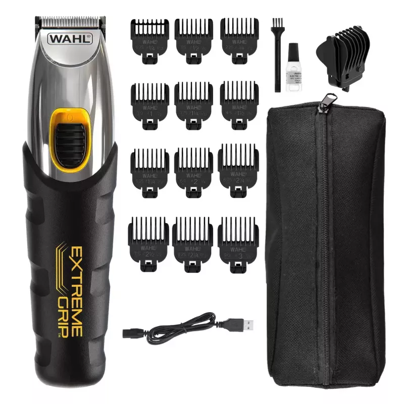 Hair clipper Wahl Extreme Grip AC/Battery, cordless, Li‑Ion, 240 min runtime, 12 length steps, stainless steel blade, cutter width 3 cm, black
