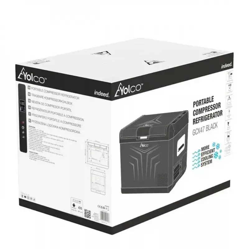 Portable compressor fridge Yolco GCX47 Black — 47L capacity, energy-efficient