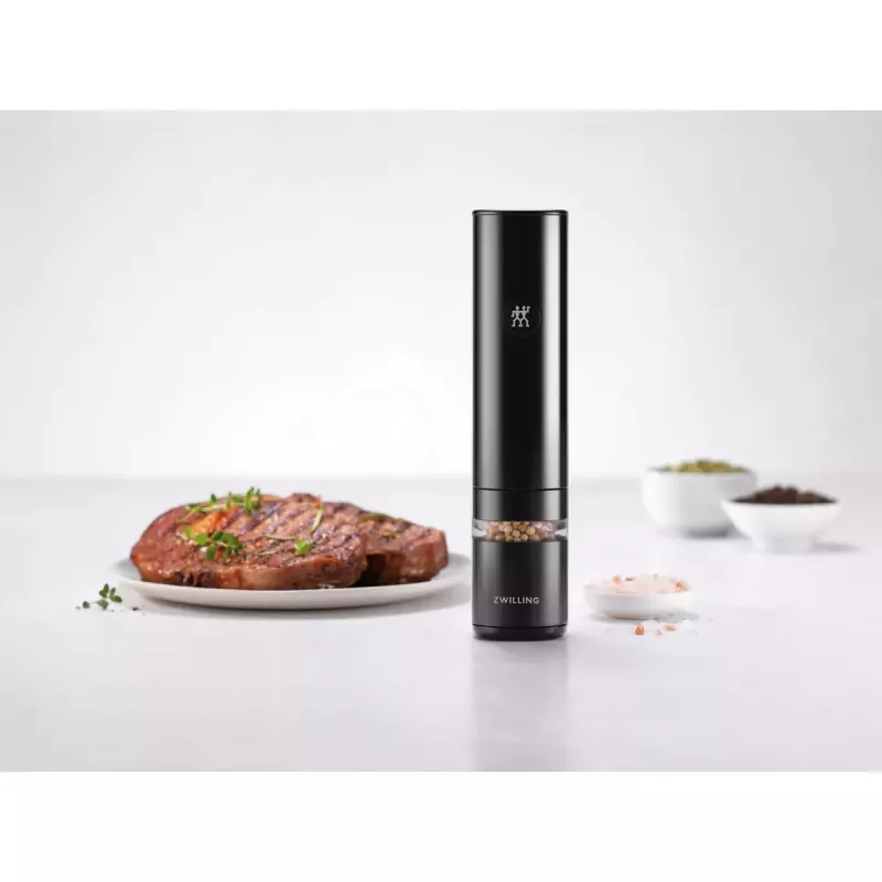 Electric salt and pepper mill ZWILLING ENFINIGY 53103-701-0, black plastic, 200 mm height, Li-Ion battery