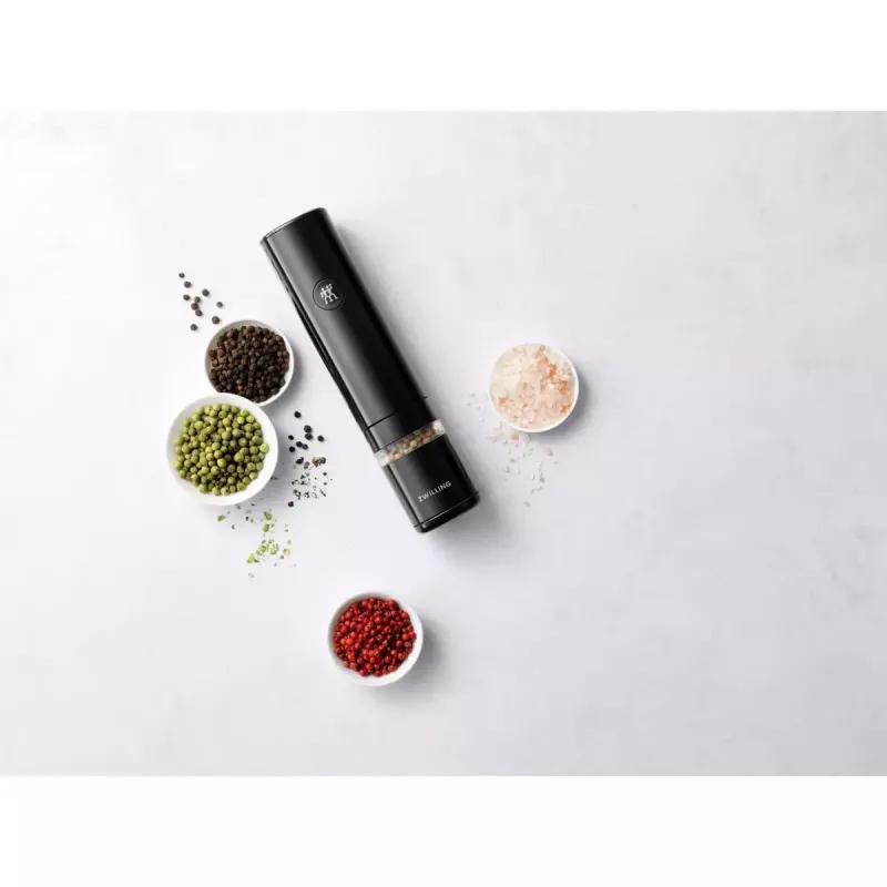 Electric salt and pepper mill ZWILLING ENFINIGY 53103-701-0, black plastic, 200 mm height, Li-Ion battery