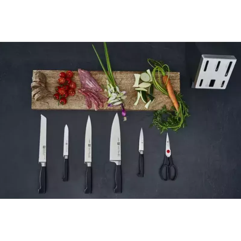 Knife/cutlery block set ZWILLING 35148-507-0 — 7-piece set with chef's knife, bread knife, paring knife, kitchen shears, grey block