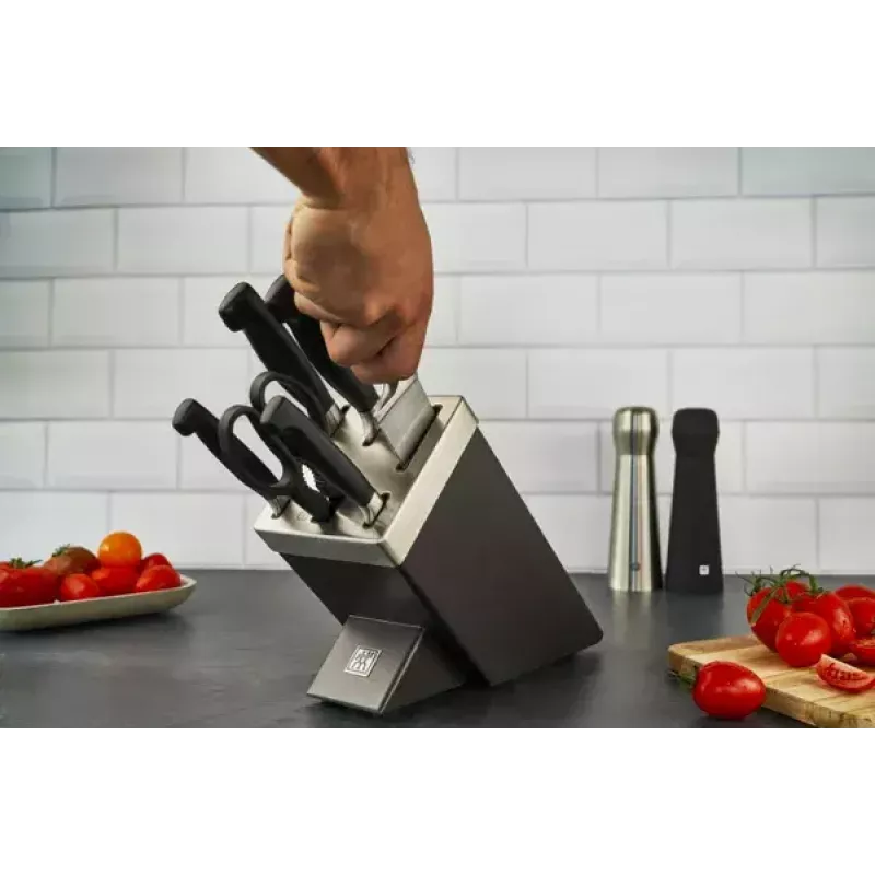 Knife/cutlery block set ZWILLING 35148-507-0 — 7-piece set with chef's knife, bread knife, paring knife, kitchen shears, grey block