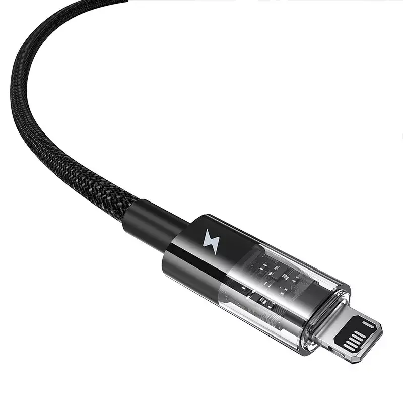 USB charging cable Baseus Gem P10373003111-00, 1 m, 2.4 A, Nylon jacket, Lightning, USB-A, Black