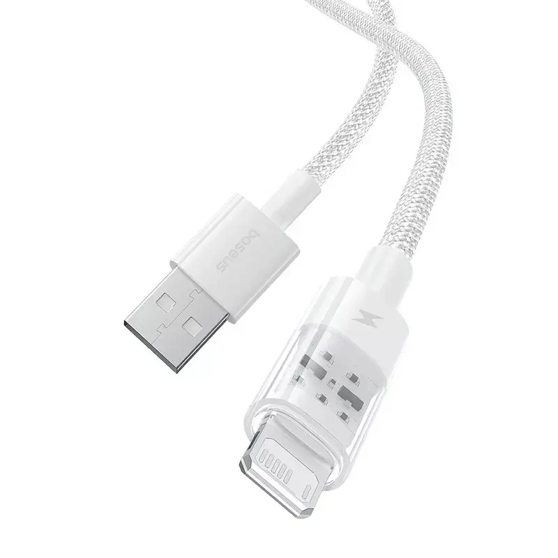 USB charging cable Baseus Gem P10373003211-00, 1 m, 2.4 A, Lightning/USB-A, white, nylon jacket