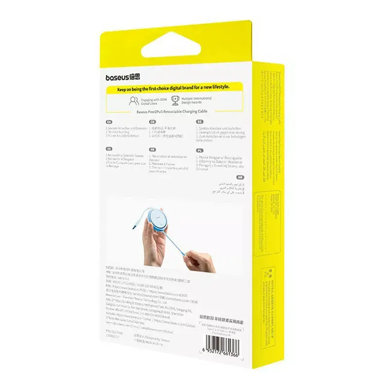 USB-C to Lightning cable Baseus Free2Pull 20W, 1 m, blue, 480 Mbps, USB PD