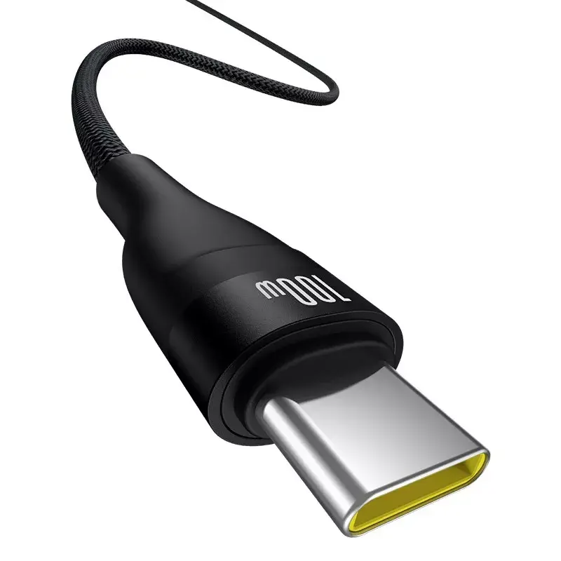 USB A to USB C cable Baseus Flash 2 1m 100W Black, USB PD, 480 Mbps, Nylon