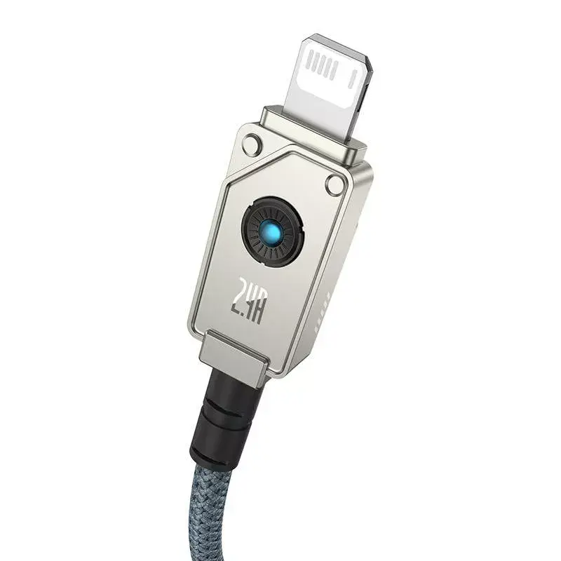 USB A to Lightning cable Baseus 1 m 5V 2.4A White, USB PD, 480 Mbps