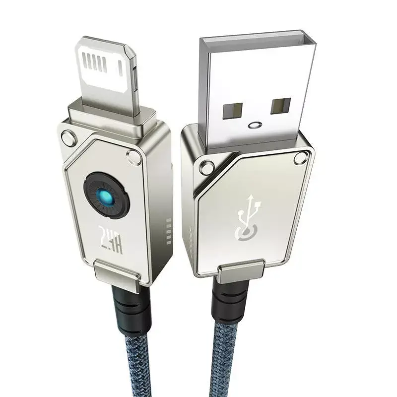 USB A to Lightning cable Baseus 1 m 5V 2.4A White, USB PD, 480 Mbps