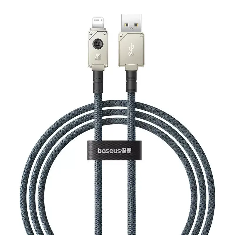 USB A to Lightning cable Baseus 1 m 5V 2.4A White, USB PD, 480 Mbps