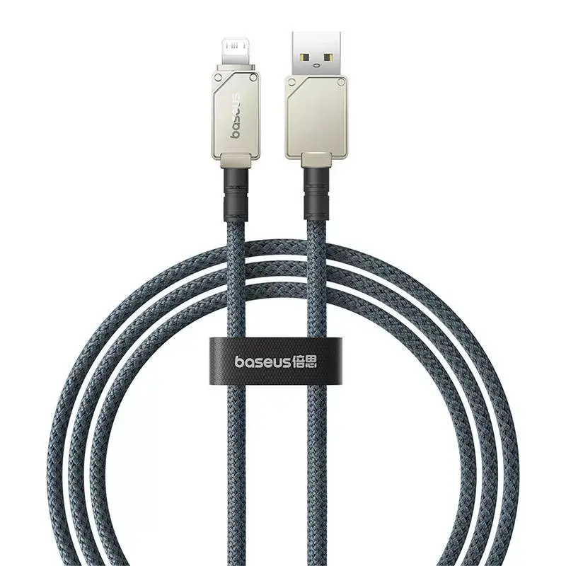 USB A to Lightning cable Baseus 1 m 5V 2.4A White, USB PD, 480 Mbps