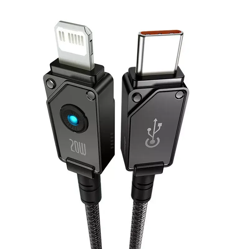 USB-C to Lightning cable Baseus Unbreakable 1m 20W — Aramid fibre, 480 Mbit/s, Black