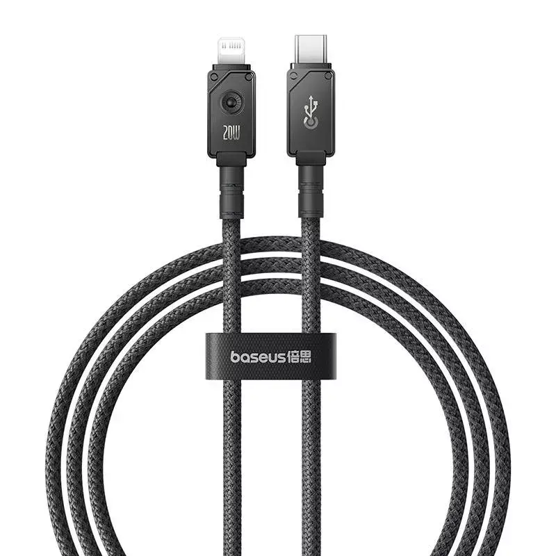 USB-C to Lightning cable Baseus Unbreakable 1m 20W — Aramid fibre, 480 Mbit/s, Black
