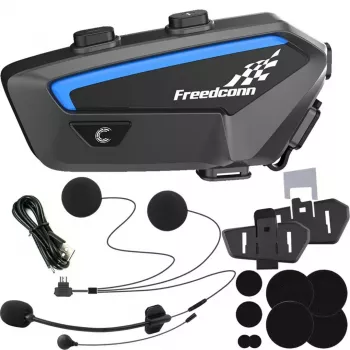 Motorcycle intercom headset FreedConn FX Black — Bluetooth 5.0, IP67, range 2000 m, 30 h talk time